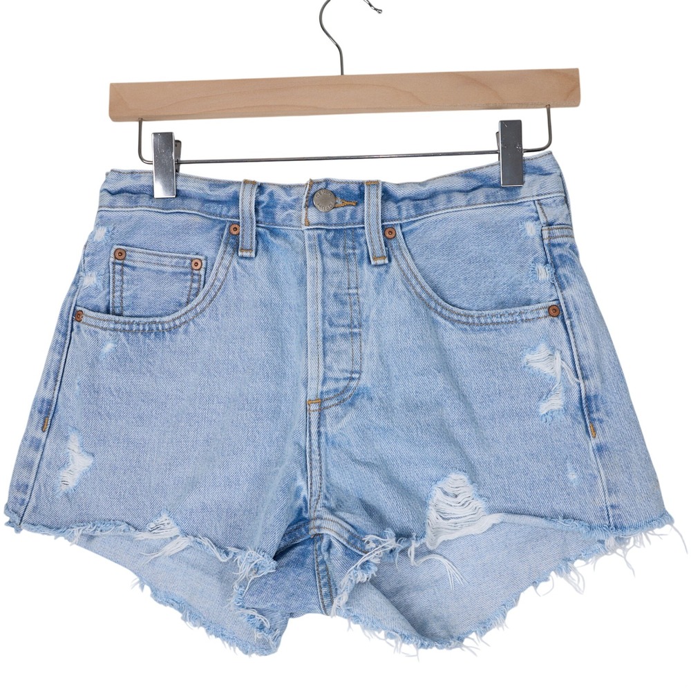 Denim Forum Aritzia The 90s Vintage Cut-Off Short Light Blue Distressed 25